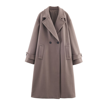Manteau Long Minimaliste pour Femme – Coupe Ample et Élégante