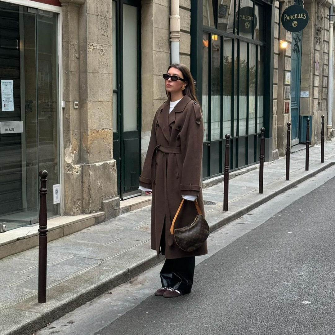 Manteau long élégant en laine – style casual moderne
