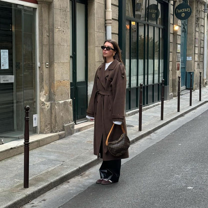 Manteau long élégant en laine – style casual moderne