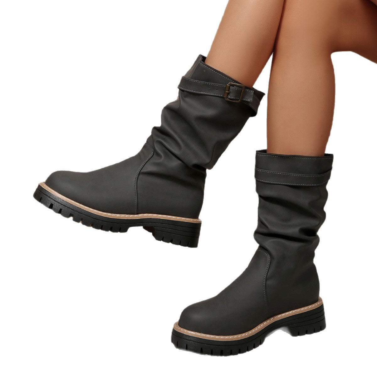 Bottes thermiques doublées style coréen, au-dessus du genou – automne/hiver
