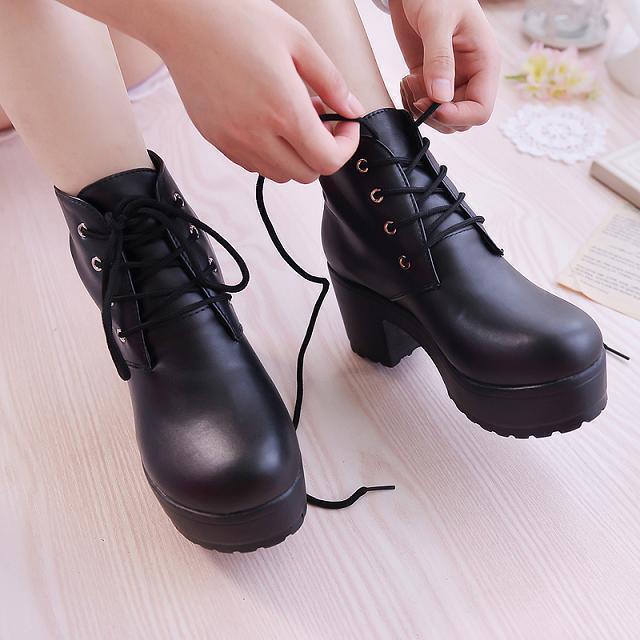 Bottines femme casual à bout rond – semelle épaisse confortable
