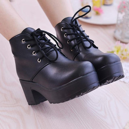 Bottines femme casual à bout rond – semelle épaisse confortable