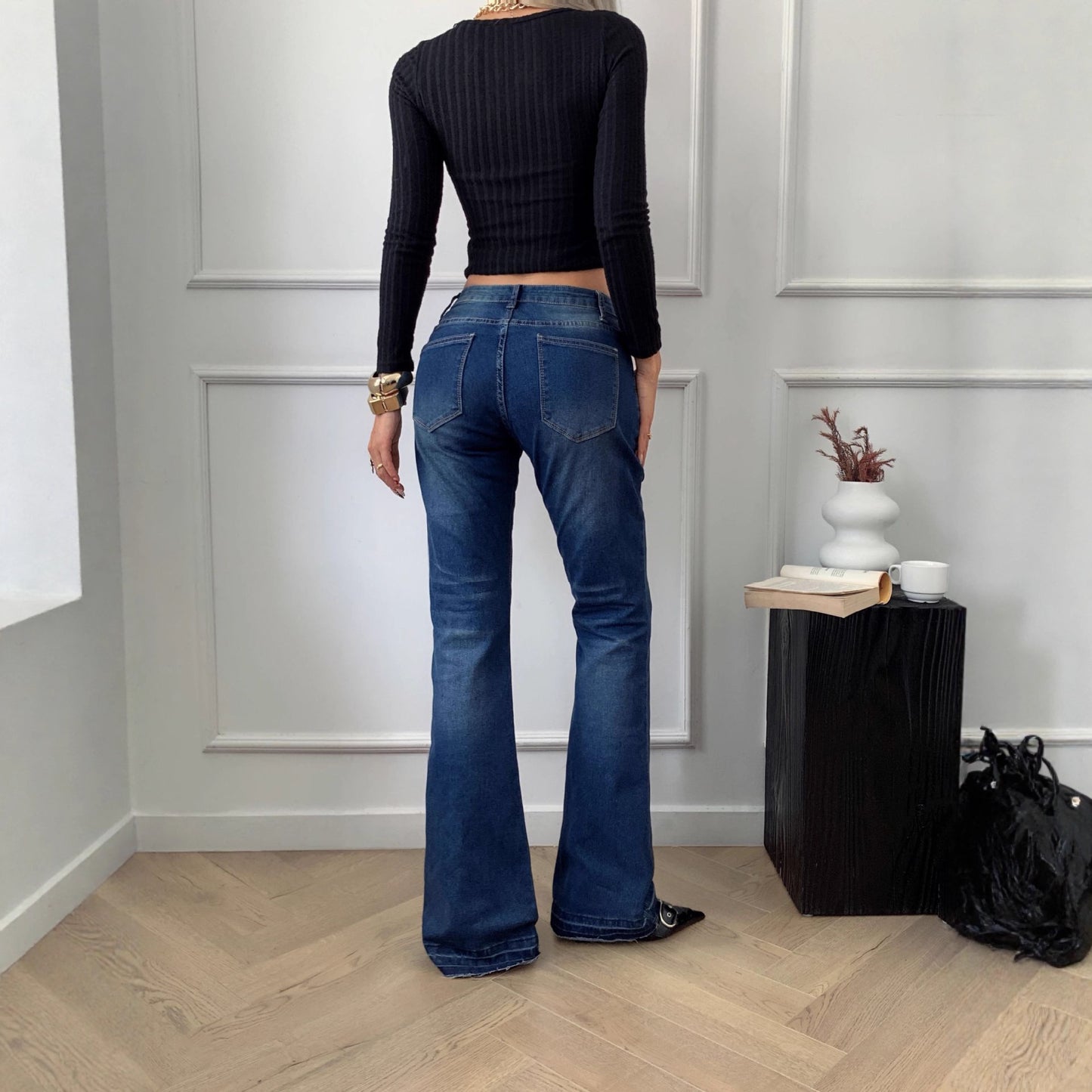 Culotte en jean longue et polyvalente à effet affinant