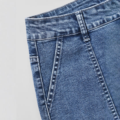 Pantalon court à jambe droite et large, style français, effet affinant