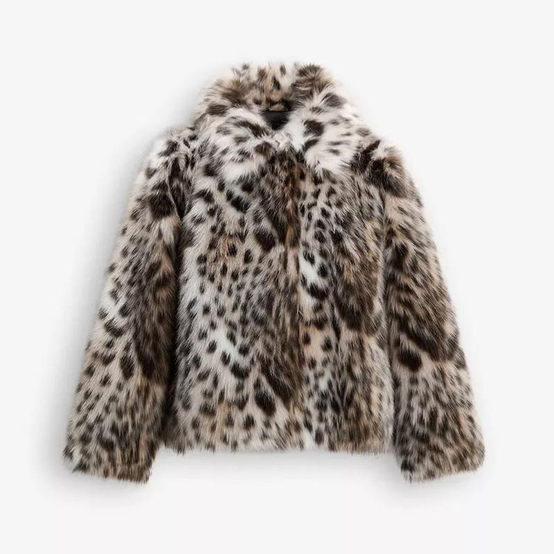Manteau chaud décontracté à col pour femme – imprimé léopard