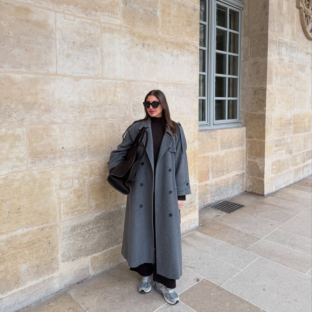 Manteau long élégant en laine – style casual moderne