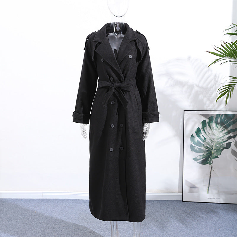 Manteau long élégant en laine – style casual moderne