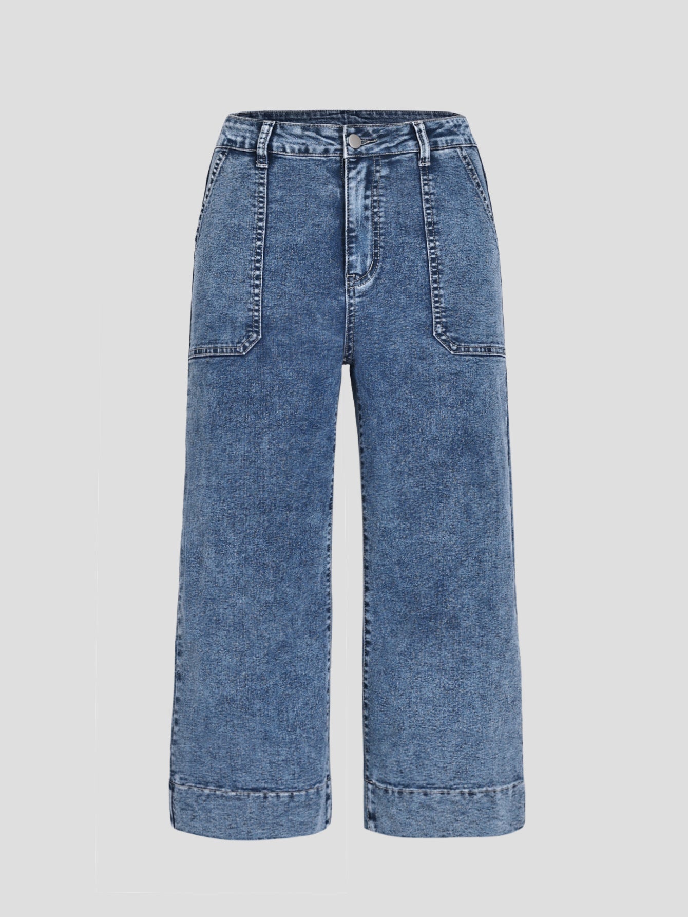 Pantalon court à jambe droite et large, style français, effet affinant