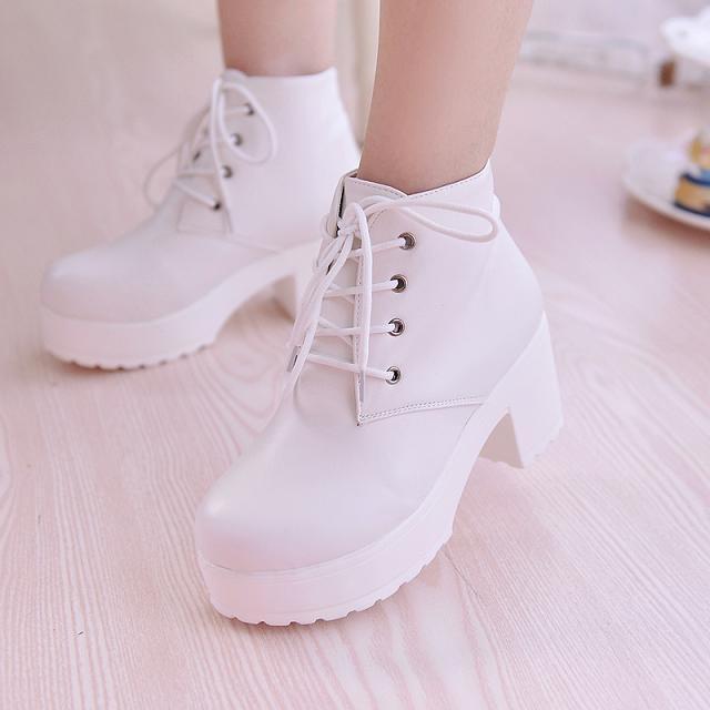 Bottines femme casual à bout rond – semelle épaisse confortable