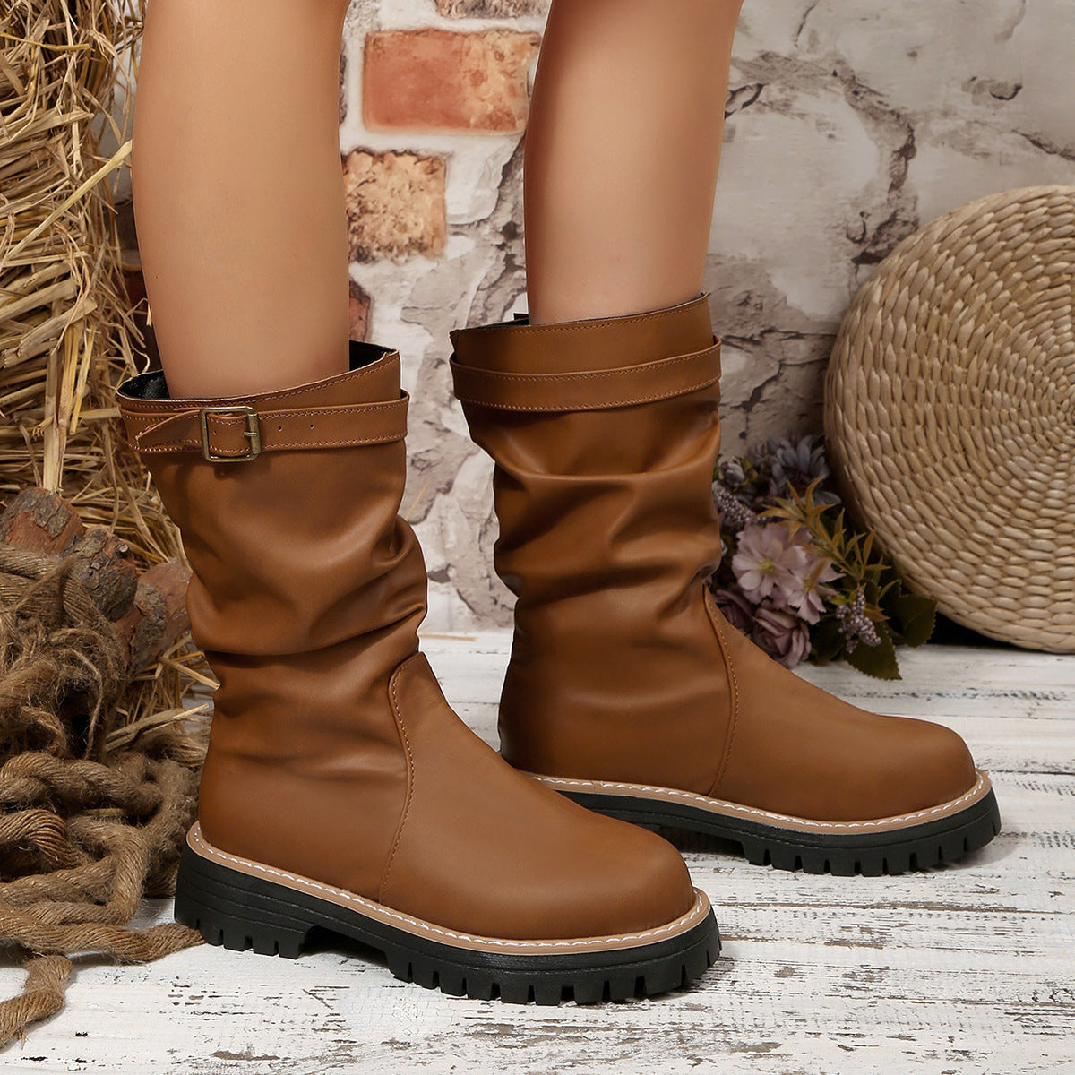 Bottes thermiques doublées style coréen, au-dessus du genou – automne/hiver