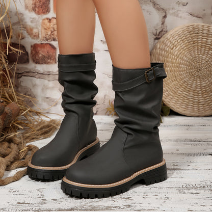 Bottes thermiques doublées style coréen, au-dessus du genou – automne/hiver