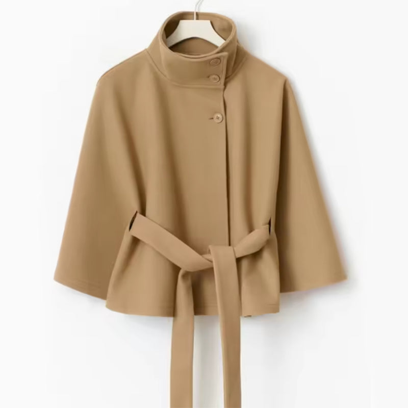 Manteau d'Hiver Élégant à Manches Chauve-souris et Ceinture