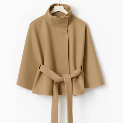 Manteau d'Hiver Élégant à Manches Chauve-souris et Ceinture