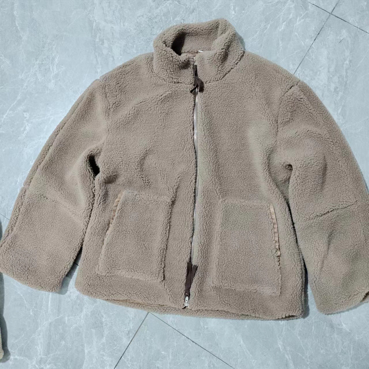 Manteau d’hiver pour femme en laine d’agneau, col roulé