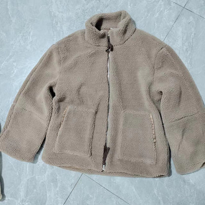 Manteau d’hiver pour femme en laine d’agneau, col roulé