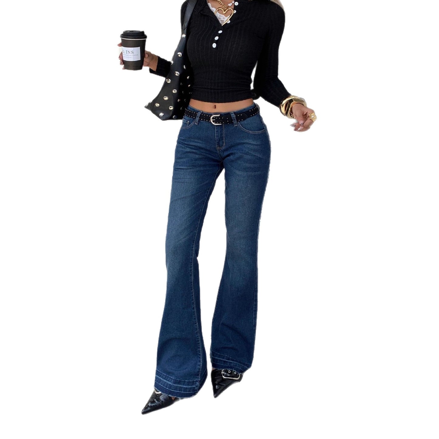 Culotte en jean longue et polyvalente à effet affinant