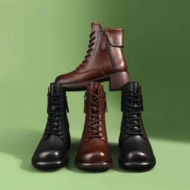 Bottines Vintage à Semelles Épaisses